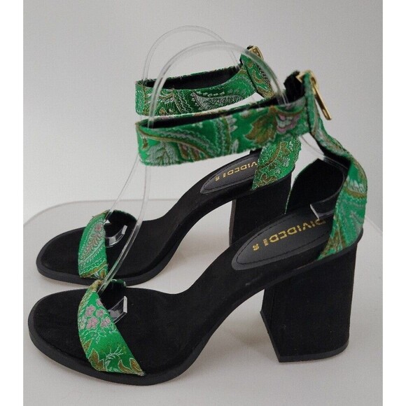 H&M Green floral Block Heeled Sandals - Picture 4 of 9